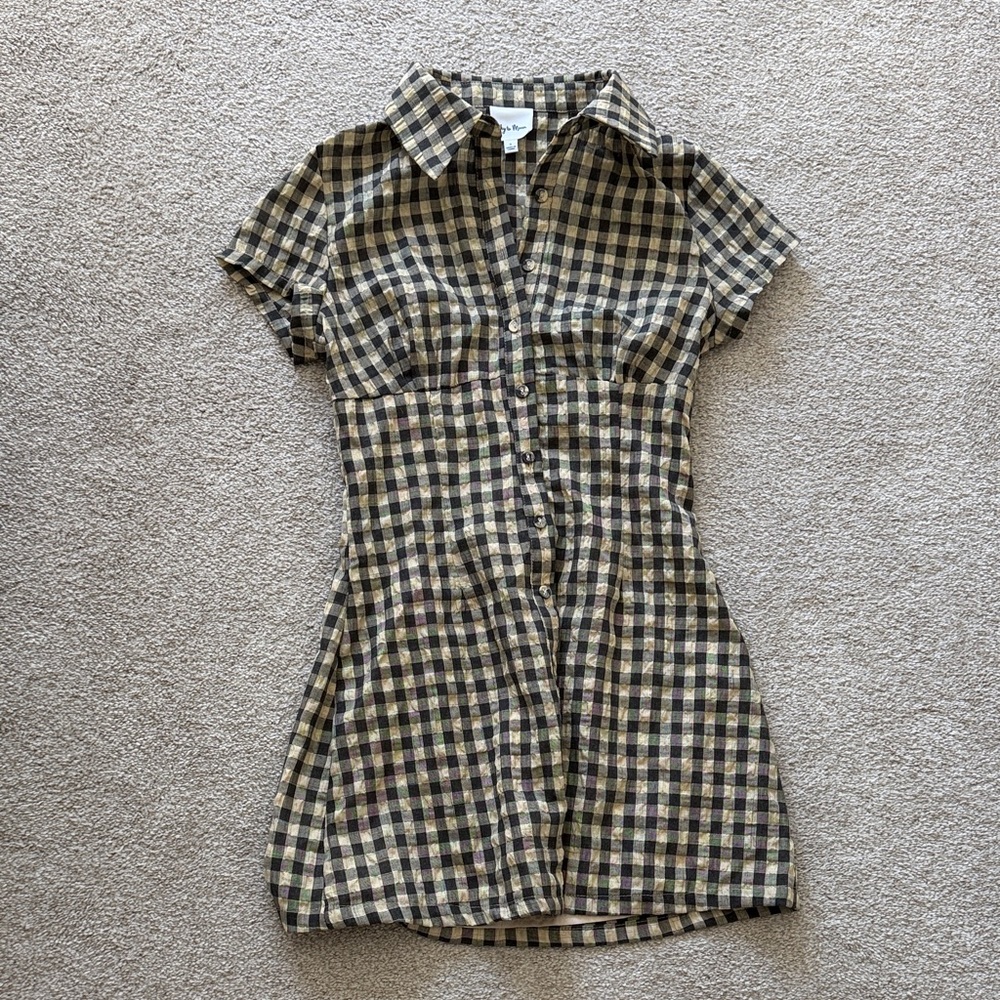 Plaid Button-Up Mini Dress